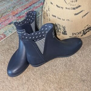 London Fog Navy Chelsea-Style Rain Ankle Boots